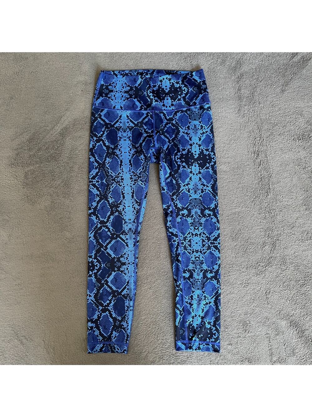 Lululemon Mini Ziggy Snake Pipe Dream Blue High Rise Waist Leggings Women's Sz 8